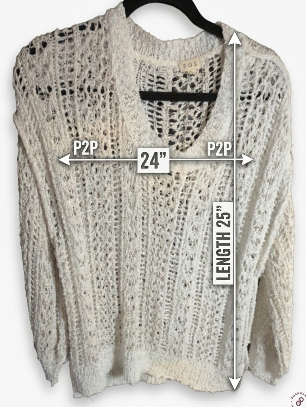 POL Cream Open-Weave Sweater